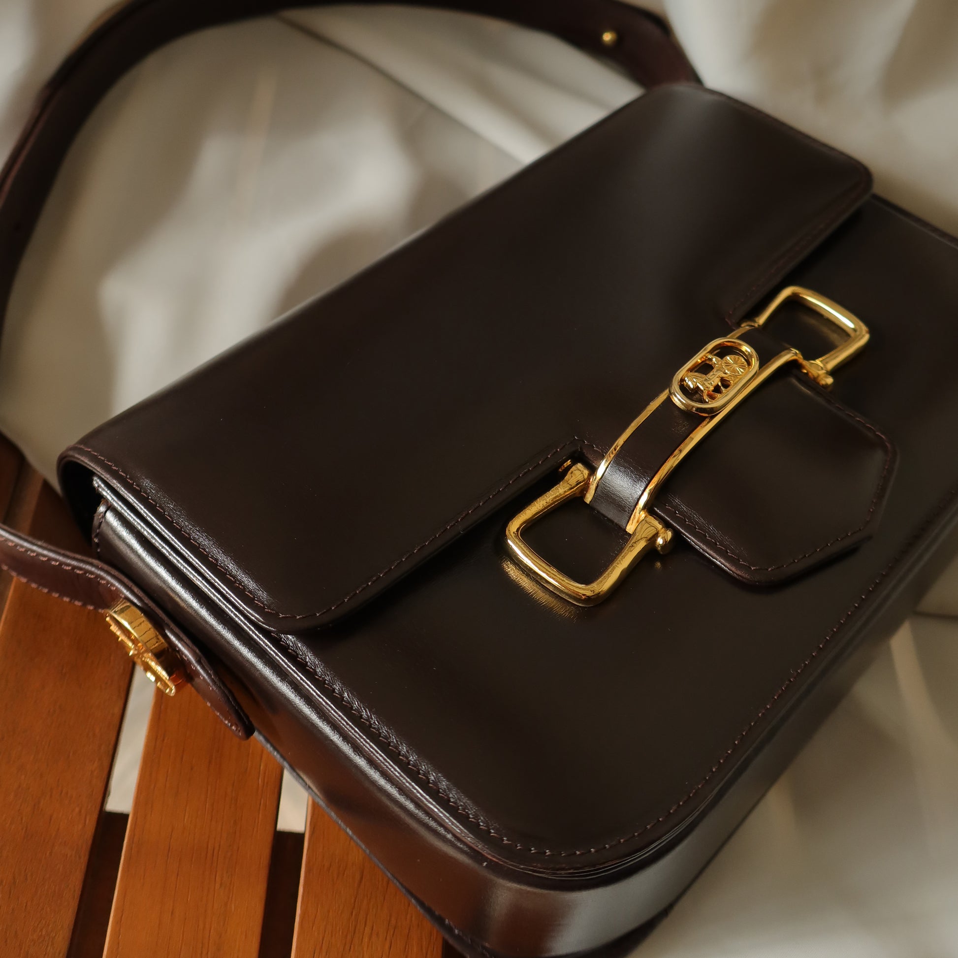 Celine Vintage Horse Carriage Shoulder Box Bag