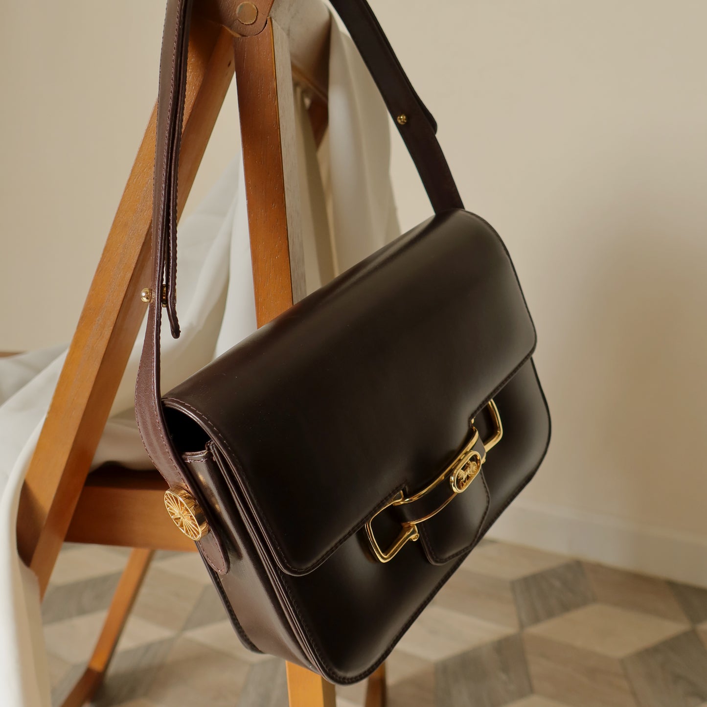 Celine Vintage Horse Carriage Shoulder Box Bag