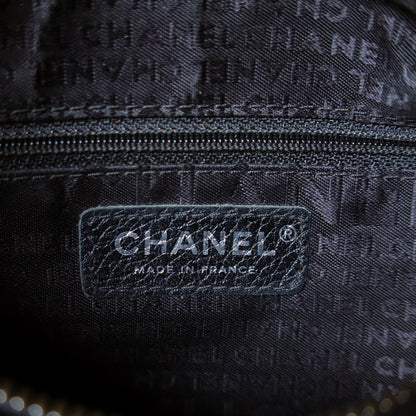 Chanel Vintage Black Grained Calfskin CC Charm Baguette Shoulder Bag