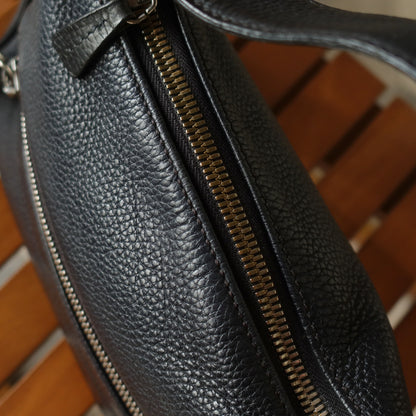 Chanel Vintage Black Grained Calfskin CC Charm Baguette Shoulder Bag
