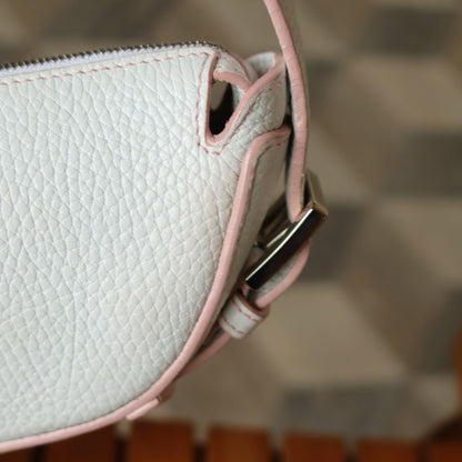 Loewe Vintage White x Pink Leather Half-moon Buckle Weekend Bag