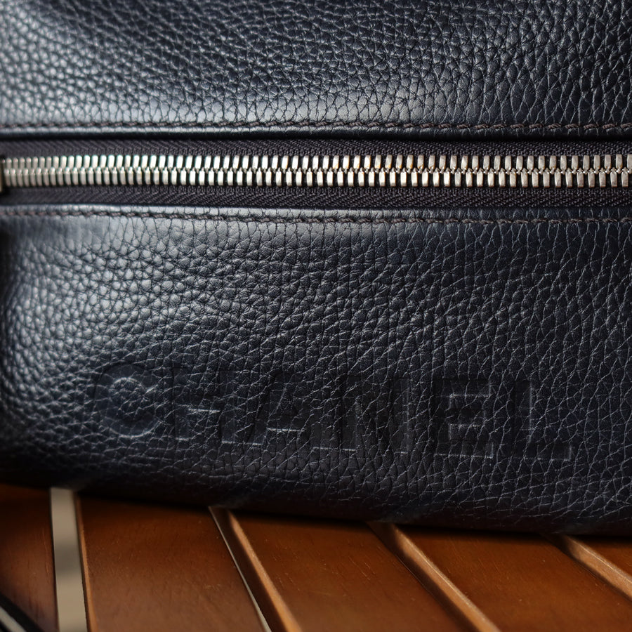 Chanel Vintage Black Grained Calfskin CC Charm Baguette Shoulder Bag