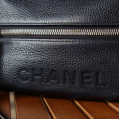 Chanel Vintage Black Grained Calfskin CC Charm Baguette Shoulder Bag