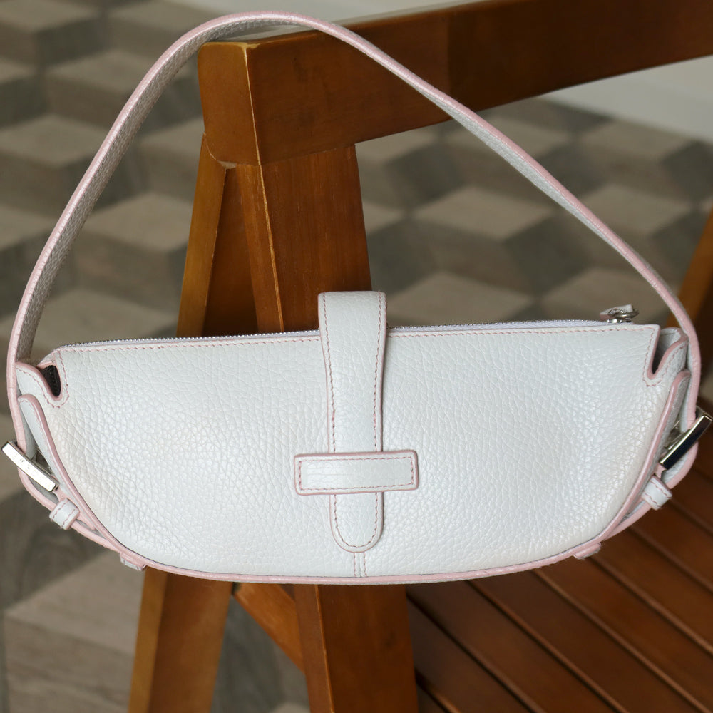 Loewe Vintage White x Pink Leather Half-moon Buckle Weekend Bag