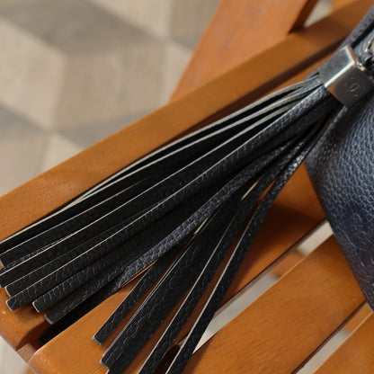 Chanel Vintage Black Grained Calfskin CC Charm Baguette Shoulder Bag
