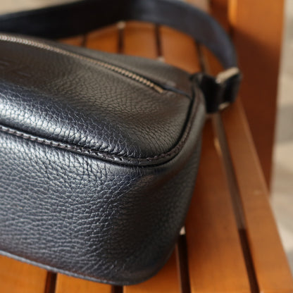 Chanel Vintage Black Grained Calfskin CC Charm Baguette Shoulder Bag