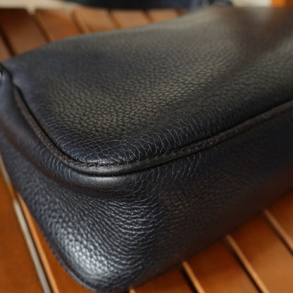 Chanel Vintage Black Grained Calfskin CC Charm Baguette Shoulder Bag