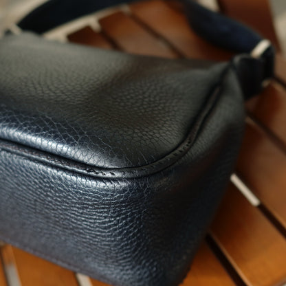 Chanel Vintage Black Grained Calfskin CC Charm Baguette Shoulder Bag