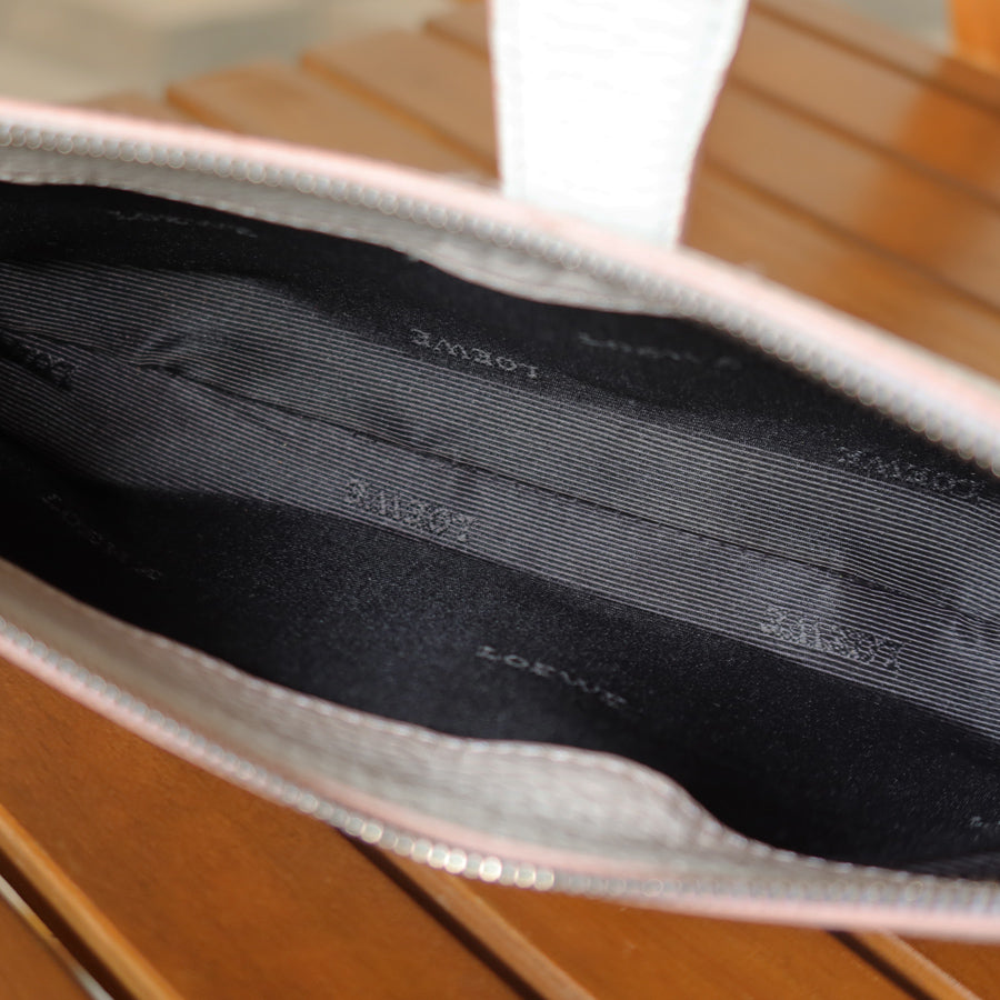 Loewe Vintage White x Pink Leather Half-moon Buckle Weekend Bag
