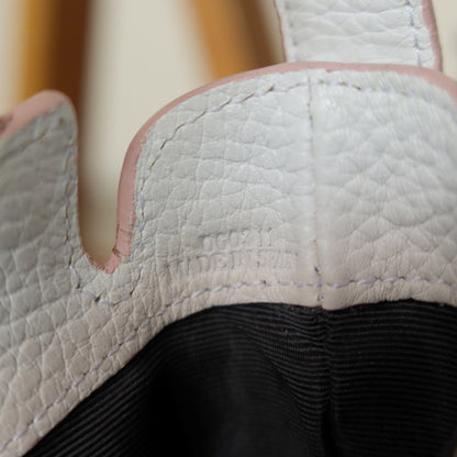 Loewe Vintage White x Pink Leather Half-moon Buckle Weekend Bag