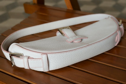Loewe Vintage White x Pink Leather Half-moon Buckle Weekend Bag