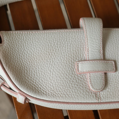 Loewe Vintage White x Pink Leather Half-moon Buckle Weekend Bag