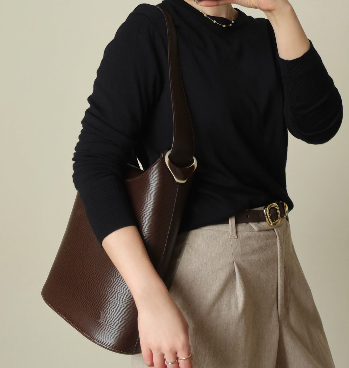 Louis Vuitton Vintage Chestnut Brown Epi Leather Verseau Shoulder Bag
