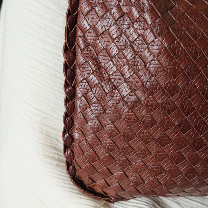 Bottega Veneta Vintage Dark Brown Double Intrecciato Weave Ebano Hobo Shoulder Bag