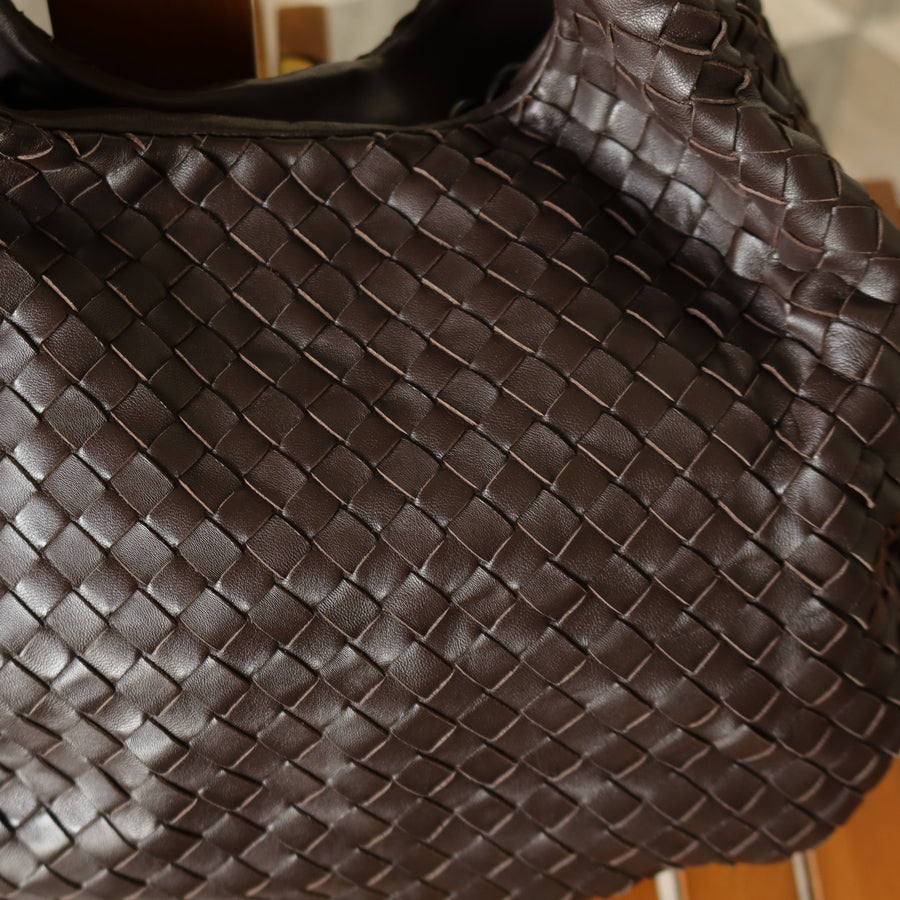 Bottega Veneta Vintage Dark Brown Medium Intrecciato Hobo Shoulder Bag