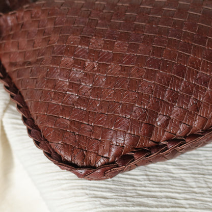 Bottega Veneta Vintage Dark Brown Double Intrecciato Weave Ebano Hobo Shoulder Bag