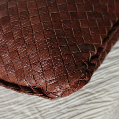 Bottega Veneta Vintage Dark Brown Double Intrecciato Weave Ebano Hobo Shoulder Bag