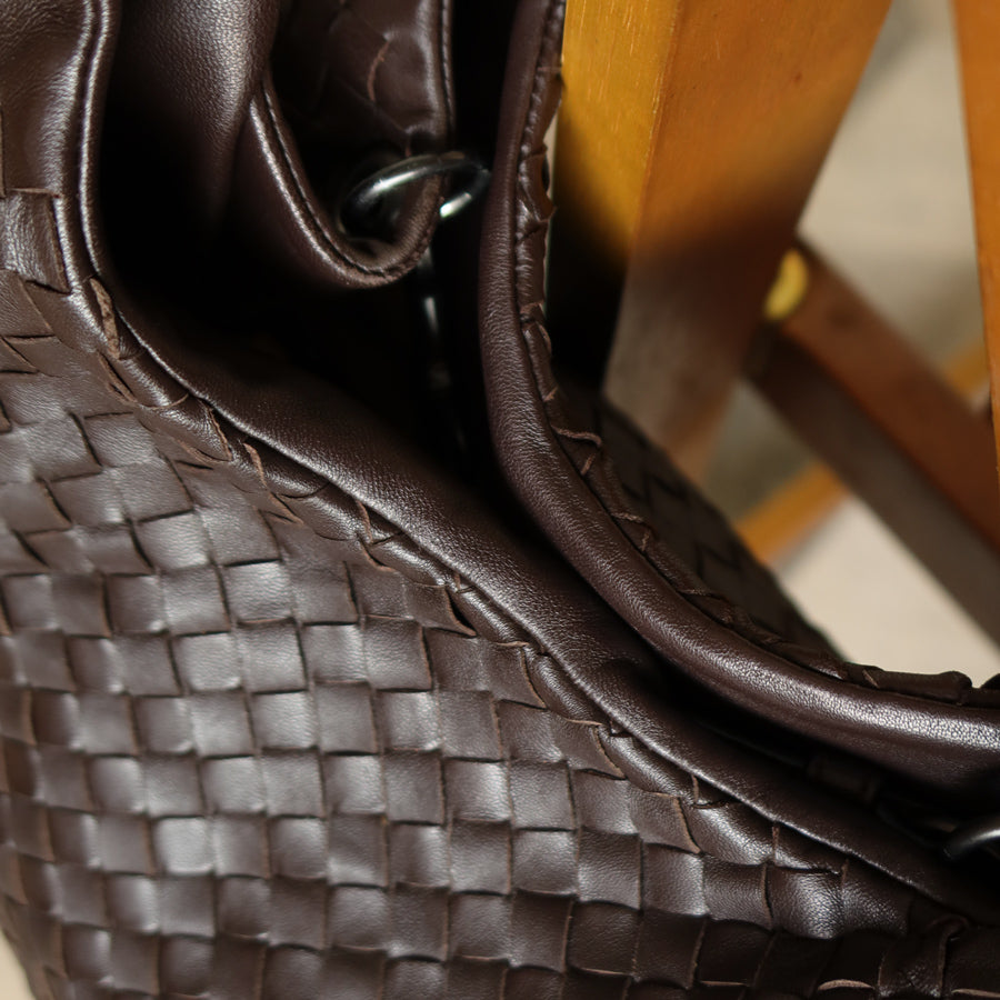 Bottega Veneta Vintage Dark Brown Medium Intrecciato Hobo Shoulder Bag [2]