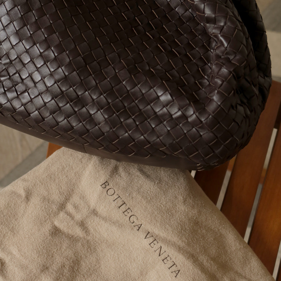 Bottega Veneta Vintage Dark Brown Medium Intrecciato Hobo Shoulder Bag