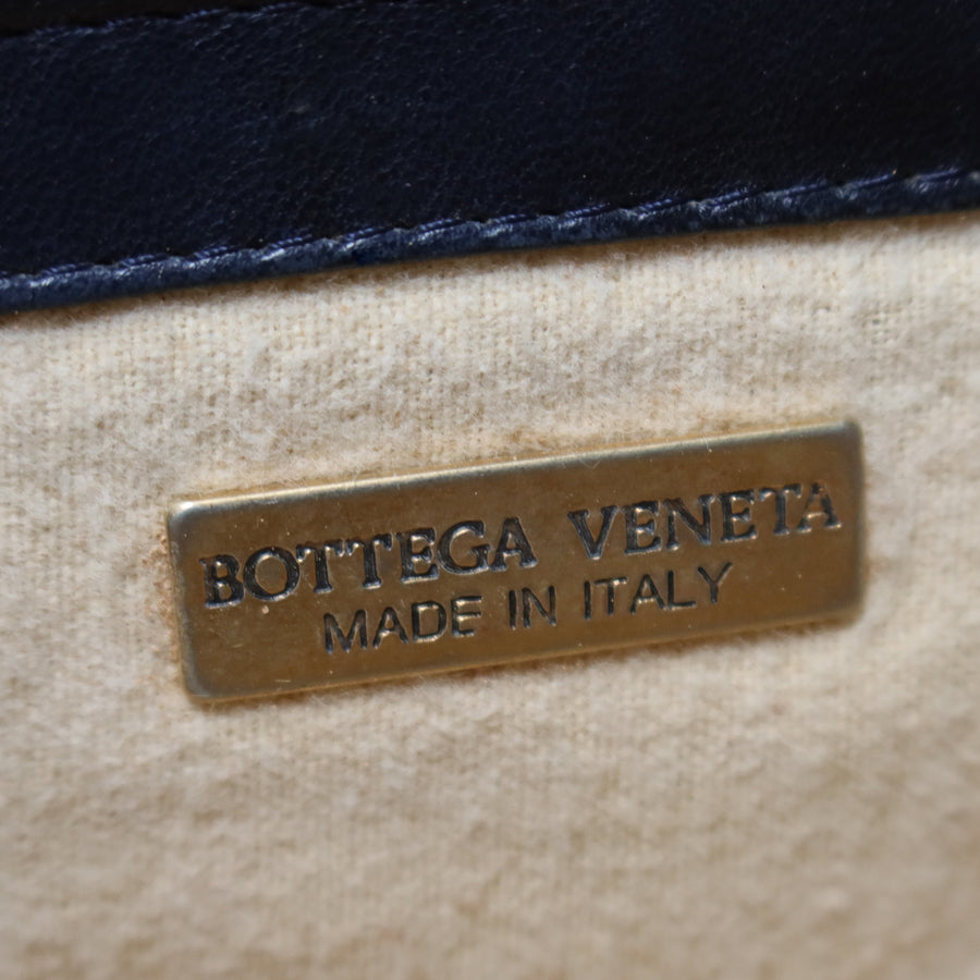 Bottega Veneta Vintage Light Navy Blue Intrecciato Leather Braided Strap Shoulder Bag