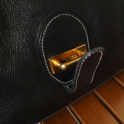 Loewe Vintage Black Grained Leather Anagram Crossbody Flap Bag