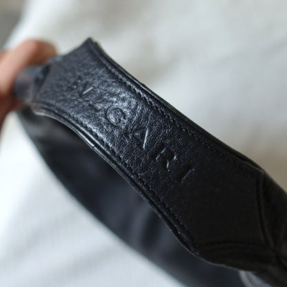 Bvlgari Long Oval Black Grained Leather O charm Shoulder Bag