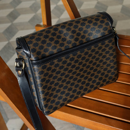 Celine Vintage Black Macadam Triomphe 2way Shoulder Bag
