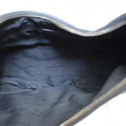 Bvlgari Long Oval Black Grained Leather O charm Shoulder Bag