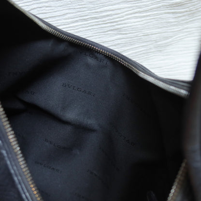Bvlgari Long Oval Black Grained Leather O charm Shoulder Bag