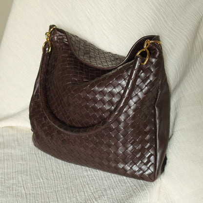 Rare Bottega Veneta Vintage Dark Brown Intrecciato Braided Strap Hobo Shoulder Bag