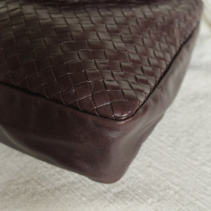 Rare Bottega Veneta Vintage Dark Brown Intrecciato Braided Strap Hobo Shoulder Bag