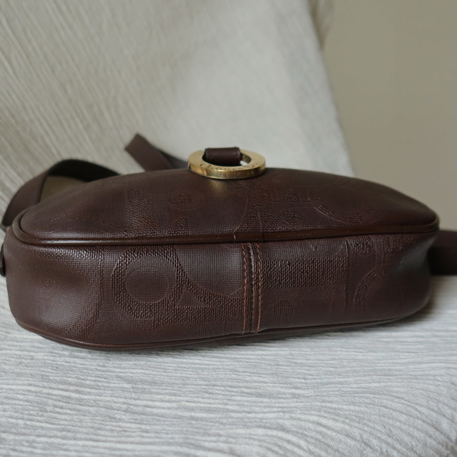 Christian Dior Vintage Dark Brown Trotter Monogram Oval Crossbody Bag