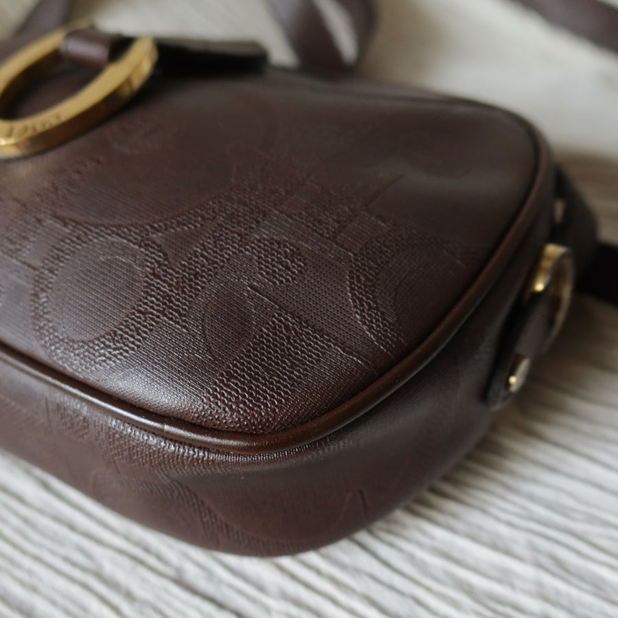Christian Dior Vintage Dark Brown Trotter Monogram Oval Crossbody Bag