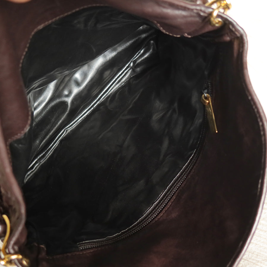 Rare Bottega Veneta Vintage Dark Brown Intrecciato Braided Strap Hobo Shoulder Bag