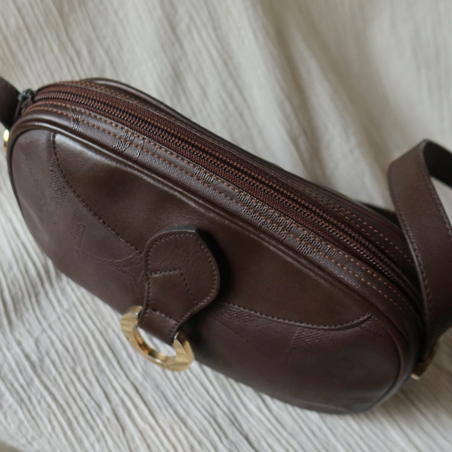 Christian Dior Vintage Dark Brown Trotter Monogram Oval Crossbody Bag