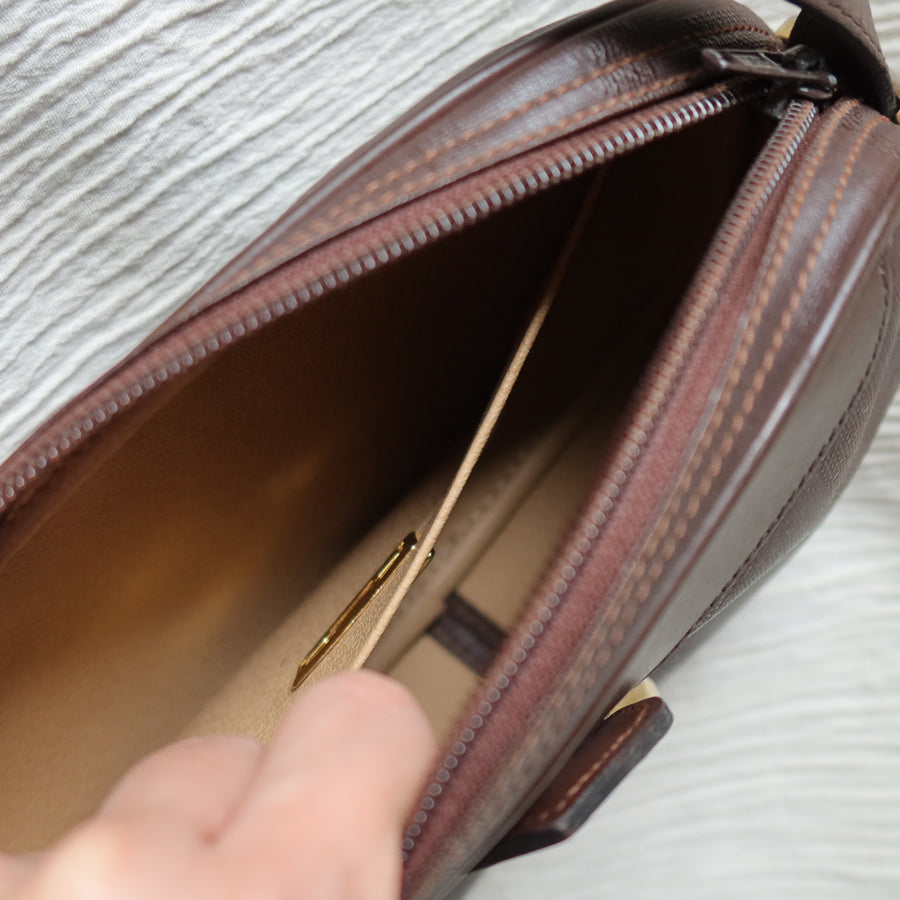 Christian Dior Vintage Dark Brown Trotter Monogram Oval Crossbody Bag