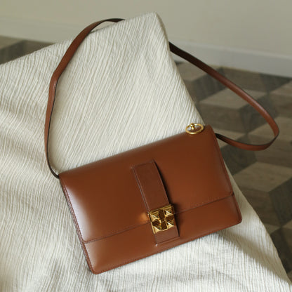 Vintage Hermès Caramel Brown Médor Collier de Chien Clutch Shoulder 2way Flap Bag