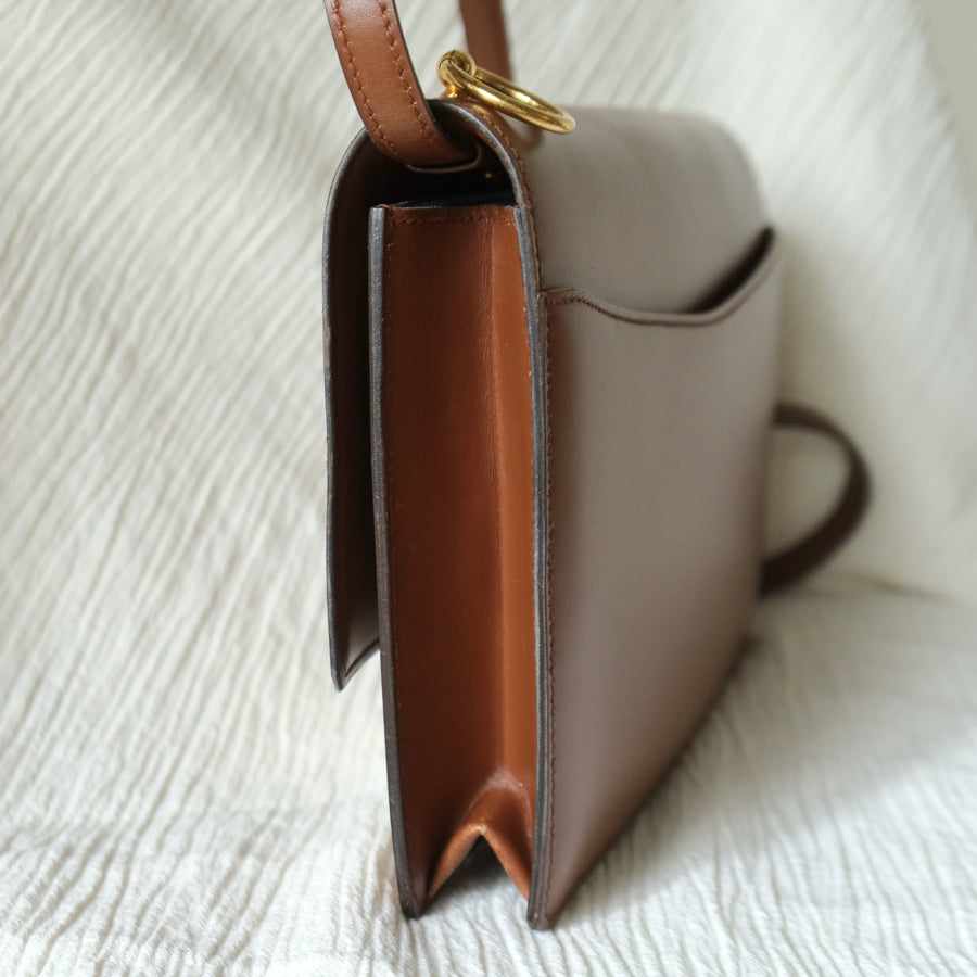 Vintage Hermès Caramel Brown Médor Collier de Chien Clutch Shoulder 2way Flap Bag