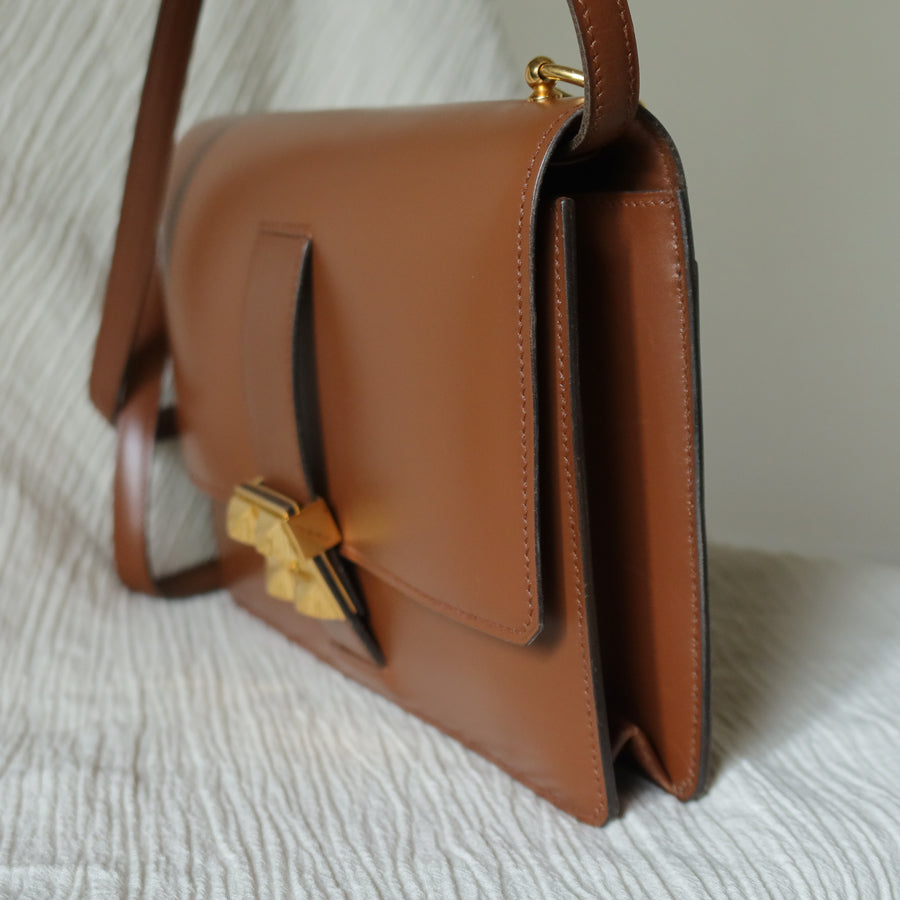 Vintage Hermès Caramel Brown Médor Collier de Chien Clutch Shoulder 2way Flap Bag