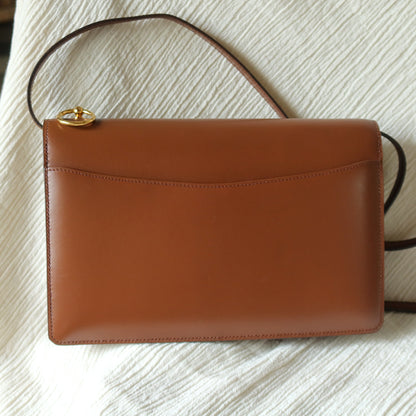 Vintage Hermès Caramel Brown Médor Collier de Chien Clutch Shoulder 2way Flap Bag