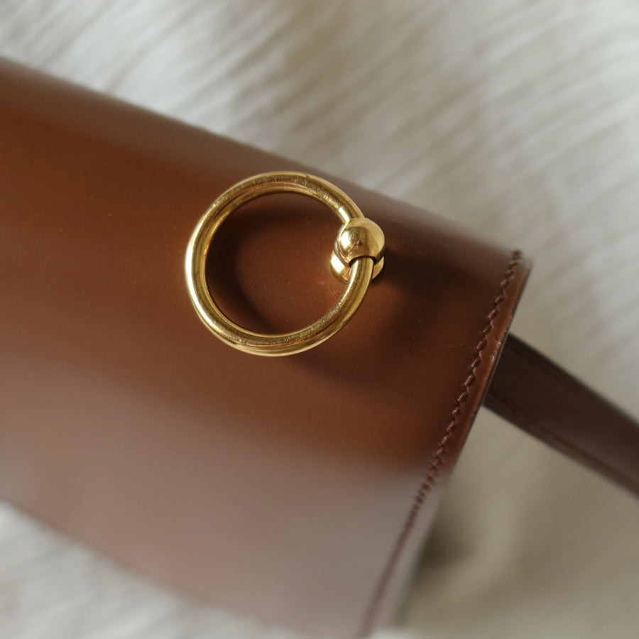 Vintage Hermès Caramel Brown Médor Collier de Chien Clutch Shoulder 2way Flap Bag