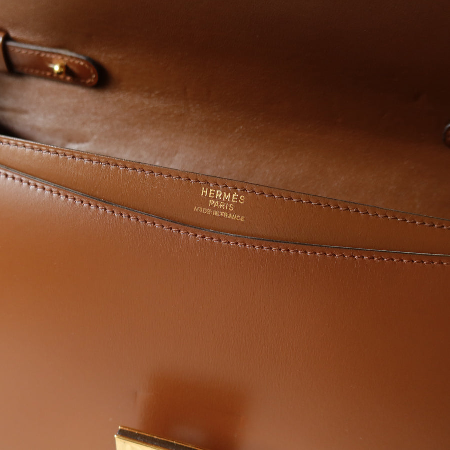 Vintage Hermès Caramel Brown Médor Collier de Chien Clutch Shoulder 2way Flap Bag