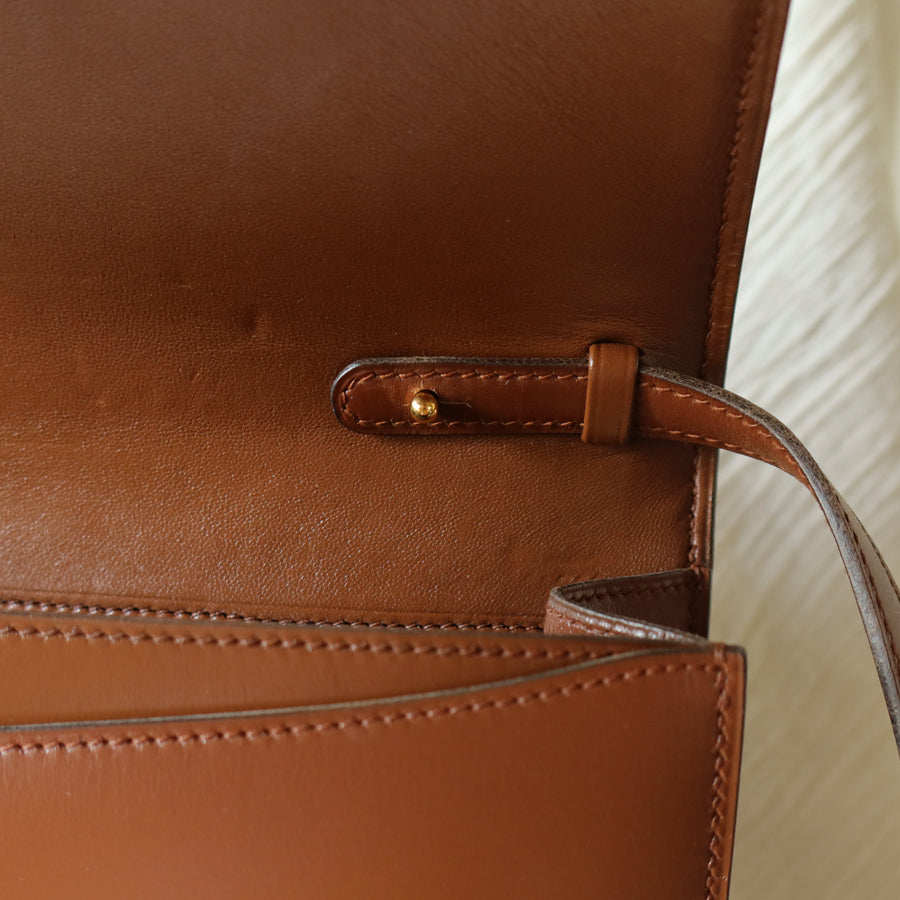 Vintage Hermès Caramel Brown Médor Collier de Chien Clutch Shoulder 2way Flap Bag