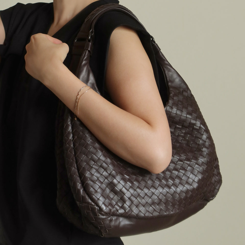 Bottega Veneta Vintage Dark Brown Medium Intrecciato Hobo Shoulder Bag