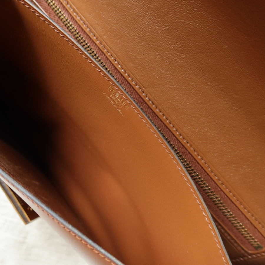 Vintage Hermès Caramel Brown Médor Collier de Chien Clutch Shoulder 2way Flap Bag