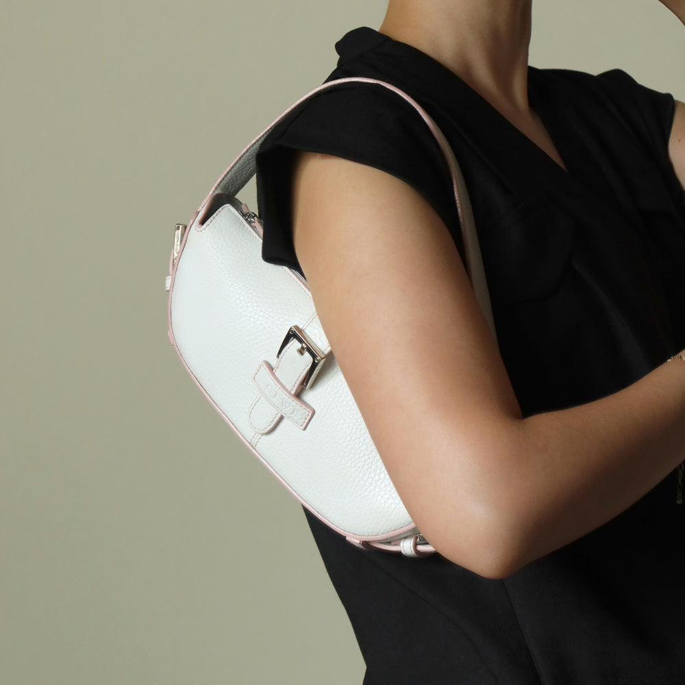Loewe Vintage White x Pink Leather Half-moon Buckle Weekend Bag