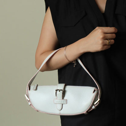 Loewe Vintage White x Pink Leather Half-moon Buckle Weekend Bag