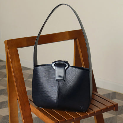 Louis Vuitton Vintage Black Epi Leather Buckle Shoulder Bag