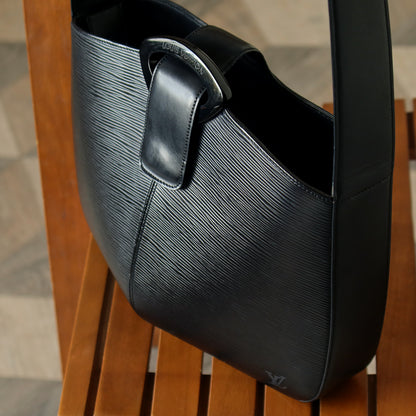 Louis Vuitton Vintage Black Epi Leather Buckle Shoulder Bag