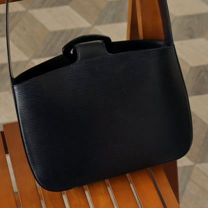 Louis Vuitton Vintage Black Epi Leather Buckle Shoulder Bag